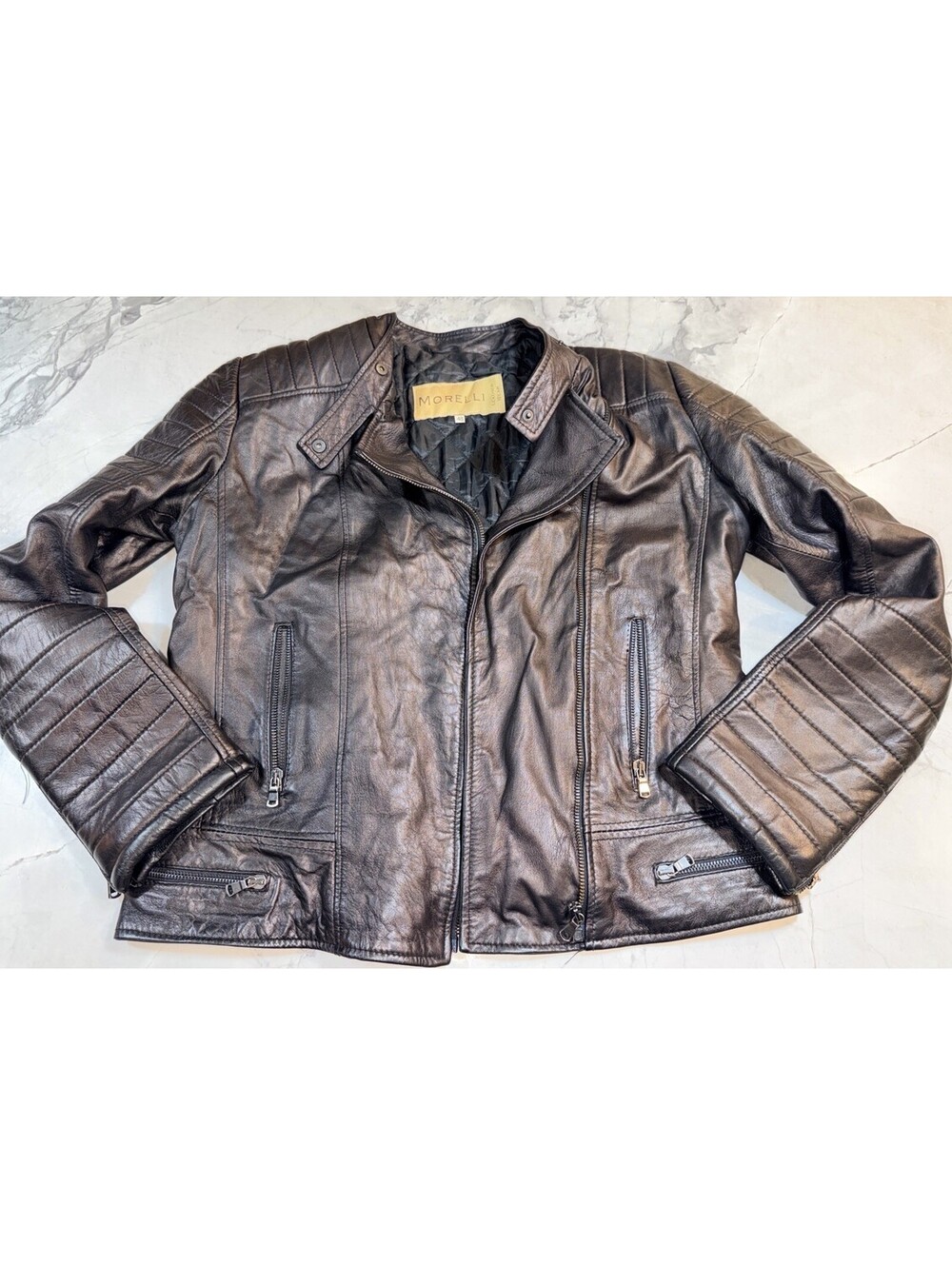Morelli Leather Wear Men’s Moto Jacket Size 48 Italy Leather